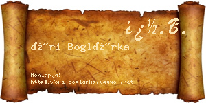 Őri Boglárka névjegykártya